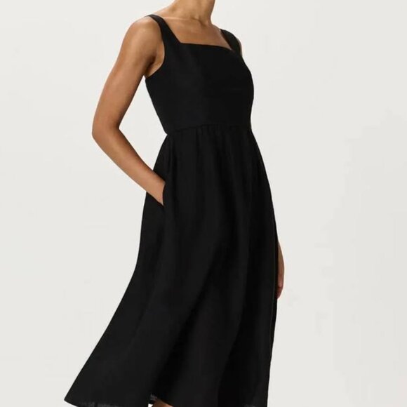 Quince black linen fit flare dress - Picture 3 of 9